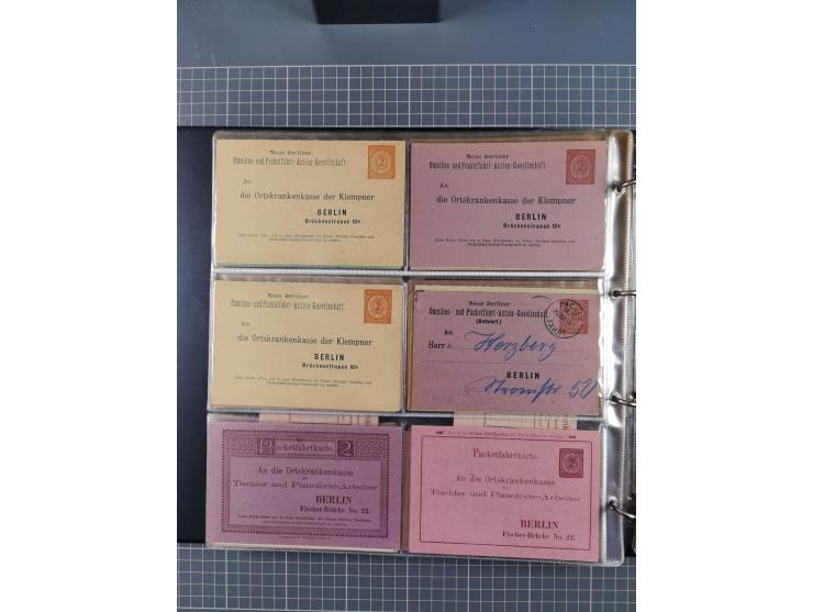 Berlin-Berliner Packetfahrt-Gesellschaft: 1886/1902, interessante Sammlung “Ganzsachenkarten und Streifbänder” mit ca.290 ung