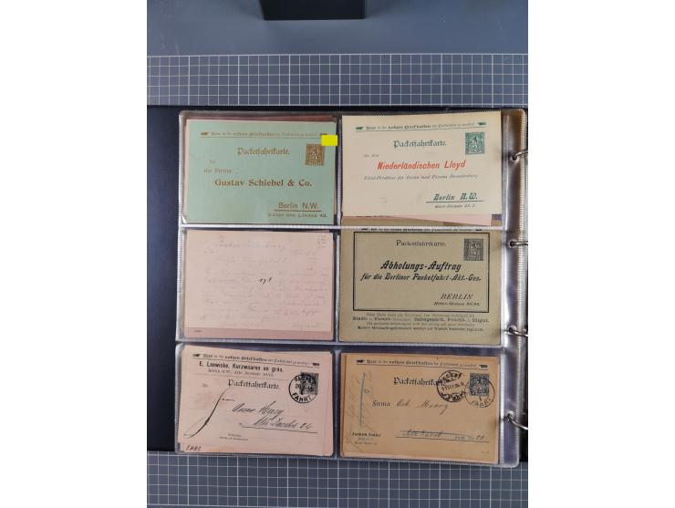 Berlin-Berliner Packetfahrt-Gesellschaft: 1886/1902, interessante Sammlung “Ganzsachenkarten und Streifbänder” mit ca.290 ung