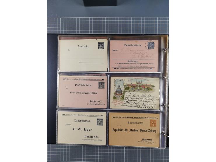 Berlin-Berliner Packetfahrt-Gesellschaft: 1886/1902, interessante Sammlung “Ganzsachenkarten und Streifbänder” mit ca.290 ung