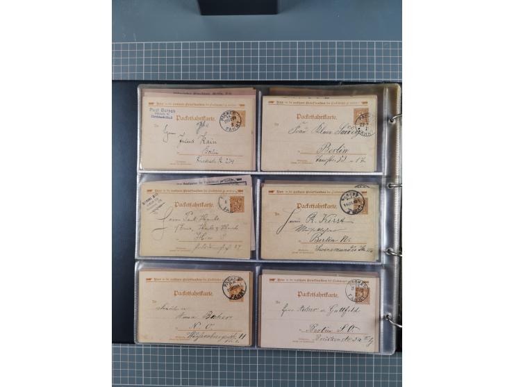 Berlin-Berliner Packetfahrt-Gesellschaft: 1886/1902, interessante Sammlung “Ganzsachenkarten und Streifbänder” mit ca.290 ung