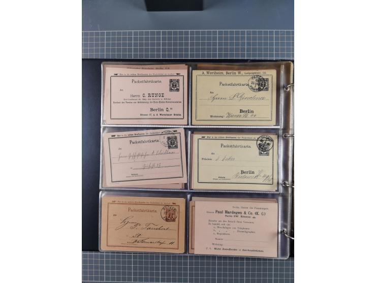Berlin-Berliner Packetfahrt-Gesellschaft: 1886/1902, interessante Sammlung “Ganzsachenkarten und Streifbänder” mit ca.290 ung