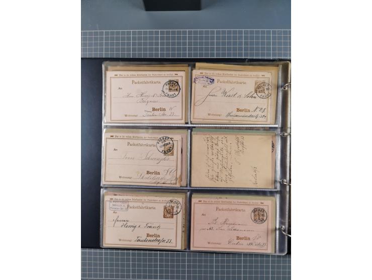 Berlin-Berliner Packetfahrt-Gesellschaft: 1886/1902, interessante Sammlung “Ganzsachenkarten und Streifbänder” mit ca.290 ung