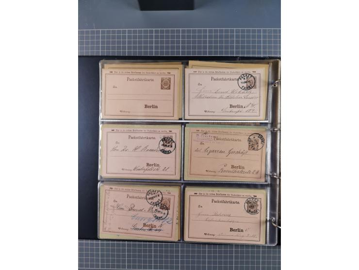 Berlin-Berliner Packetfahrt-Gesellschaft: 1886/1902, interessante Sammlung “Ganzsachenkarten und Streifbänder” mit ca.290 ung