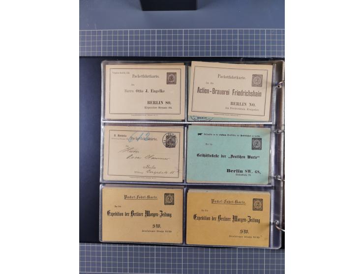Berlin-Berliner Packetfahrt-Gesellschaft: 1886/1902, interessante Sammlung “Ganzsachenkarten und Streifbänder” mit ca.290 ung