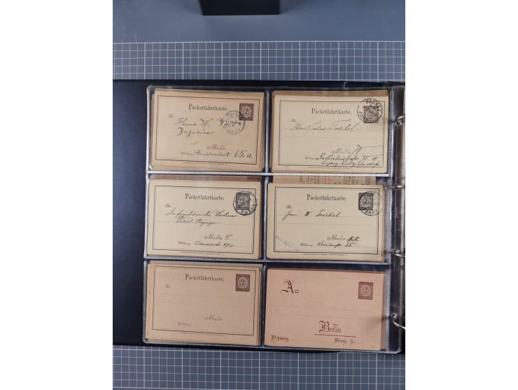 Berlin-Berliner Packetfahrt-Gesellschaft: 1886/1902, interessante Sammlung “Ganzsachenkarten und Streifbänder” mit ca.290 ung