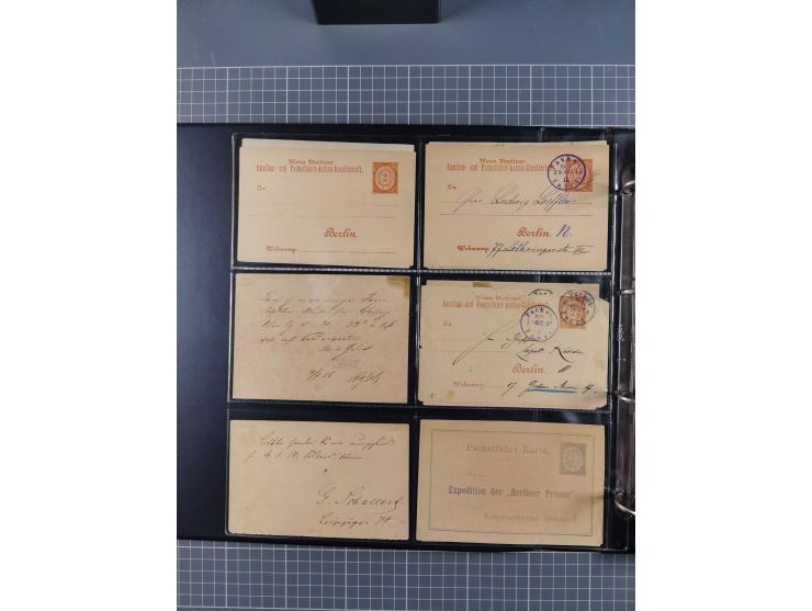 Berlin-Berliner Packetfahrt-Gesellschaft: 1886/1902, interessante Sammlung “Ganzsachenkarten und Streifbänder” mit ca.290 ung