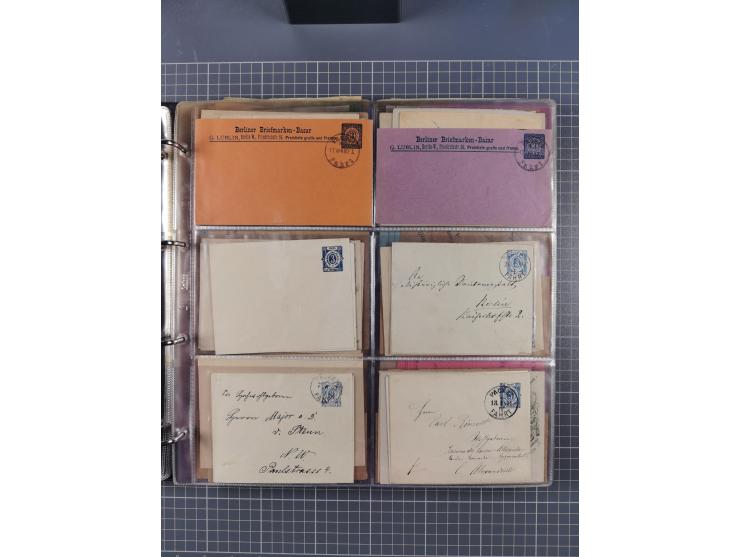 Berlin-Berliner Packetfahrt Gesellschaft: 1886/1900, umfangreiche Sammlung “Ganzsachen-Kartenbriefe und Umschläge” mit ca. &n