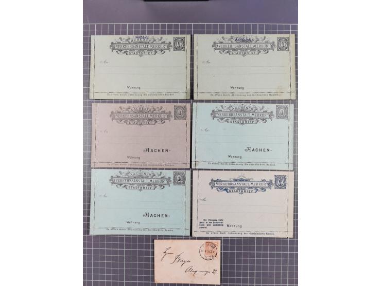 Aachen-Merkur: 1894/97, Partie mit Mi.-Nr. 2 auf Ortsbrief und mit 11 ungebrauchten und einer gebrauchten Ganzsache. Dabei P1