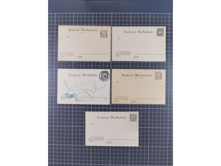 Aachen-Merkur: 1894/97, Partie mit Mi.-Nr. 2 auf Ortsbrief und mit 11 ungebrauchten und einer gebrauchten Ganzsache. Dabei P1