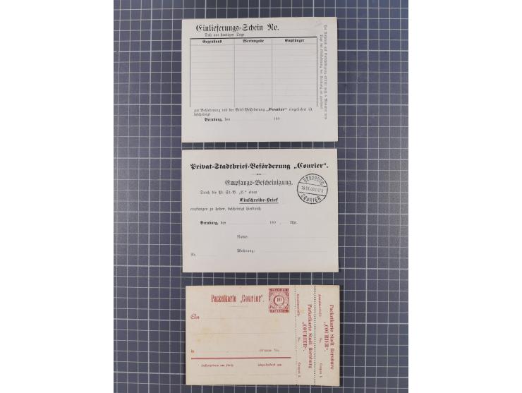 Bernburg-Courier: 1897/1900, Partie mit Mi.-Nr. 2 auf PF1 (Text und Teil der Adresse radiert), sechs ungebrauchte und gebrauc