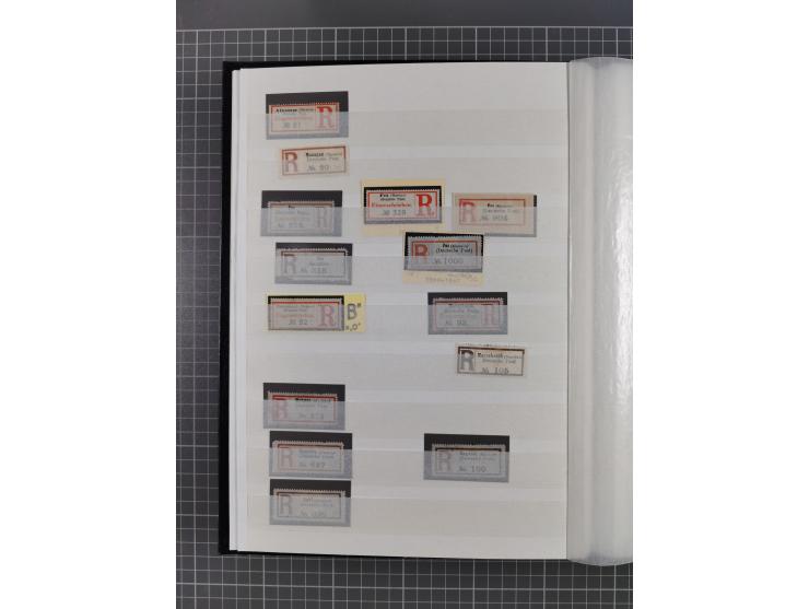 China bis Togo, interessante Sammlung loser R-Zettel mit ca. 330 Stück und 13 Siegelmarken inkl. in Schwarz aus Constantiniop