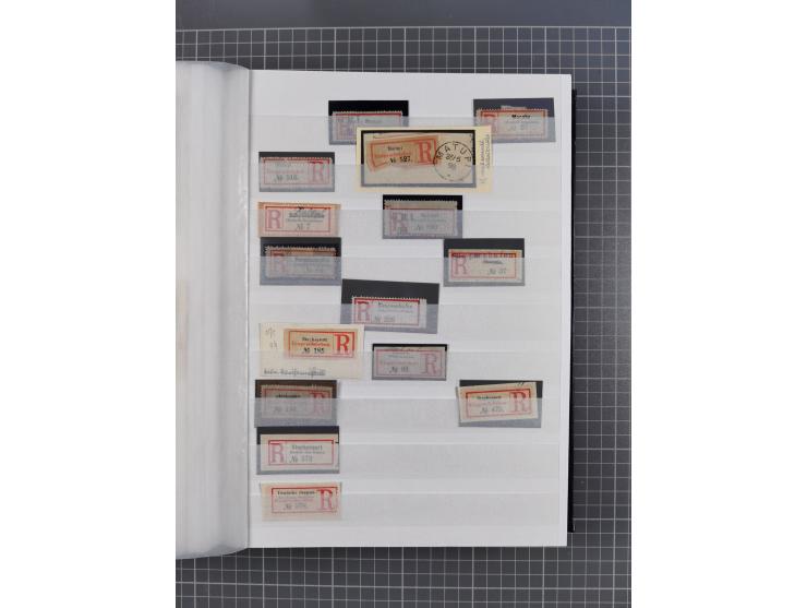 China bis Togo, interessante Sammlung loser R-Zettel mit ca. 330 Stück und 13 Siegelmarken inkl. in Schwarz aus Constantiniop