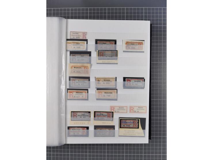 China bis Togo, interessante Sammlung loser R-Zettel mit ca. 330 Stück und 13 Siegelmarken inkl. in Schwarz aus Constantiniop