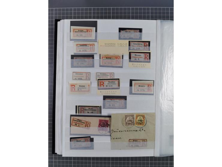 China bis Togo, interessante Sammlung loser R-Zettel mit ca. 330 Stück und 13 Siegelmarken inkl. in Schwarz aus Constantiniop