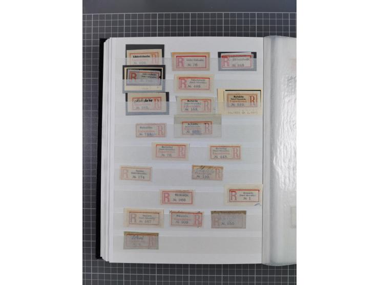 China bis Togo, interessante Sammlung loser R-Zettel mit ca. 330 Stück und 13 Siegelmarken inkl. in Schwarz aus Constantiniop