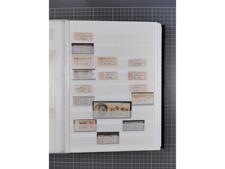 China bis Togo, interessante Sammlung loser R-Zettel mit ca. 330 Stück und 13 Siegelmarken inkl. in Schwarz aus Constantiniop