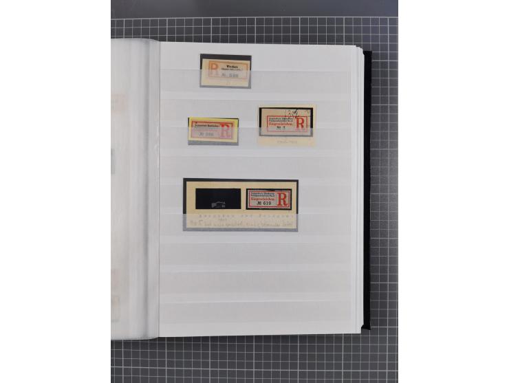 China bis Togo, interessante Sammlung loser R-Zettel mit ca. 330 Stück und 13 Siegelmarken inkl. in Schwarz aus Constantiniop