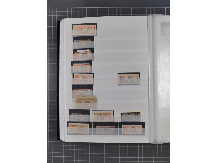 China bis Togo, interessante Sammlung loser R-Zettel mit ca. 330 Stück und 13 Siegelmarken inkl. in Schwarz aus Constantiniop