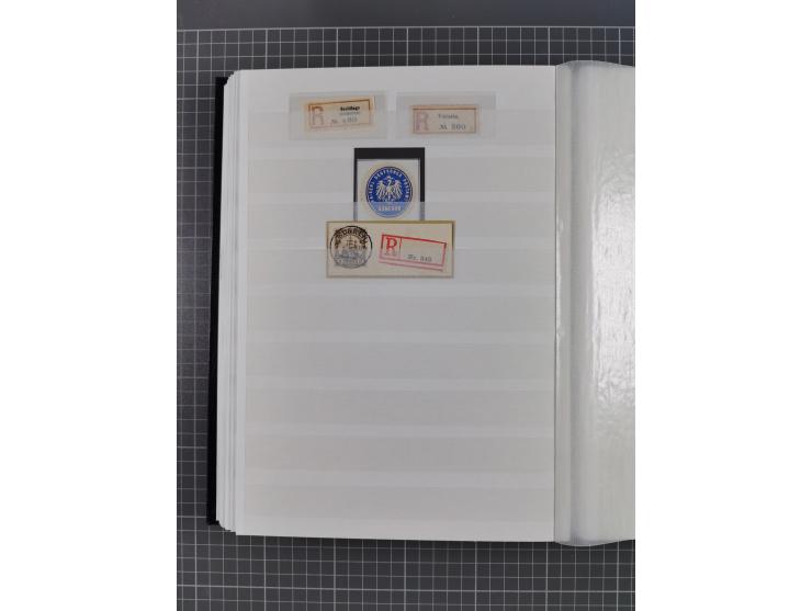 China bis Togo, interessante Sammlung loser R-Zettel mit ca. 330 Stück und 13 Siegelmarken inkl. in Schwarz aus Constantiniop