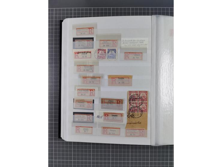 China bis Togo, interessante Sammlung loser R-Zettel mit ca. 330 Stück und 13 Siegelmarken inkl. in Schwarz aus Constantiniop