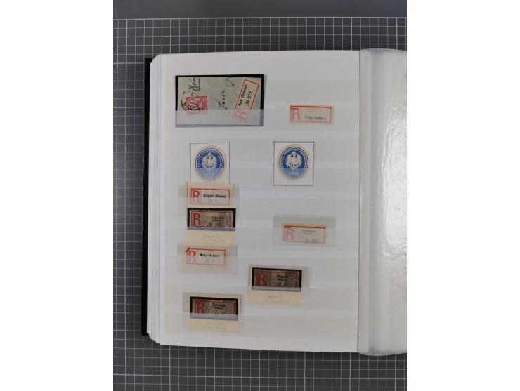 China bis Togo, interessante Sammlung loser R-Zettel mit ca. 330 Stück und 13 Siegelmarken inkl. in Schwarz aus Constantiniop