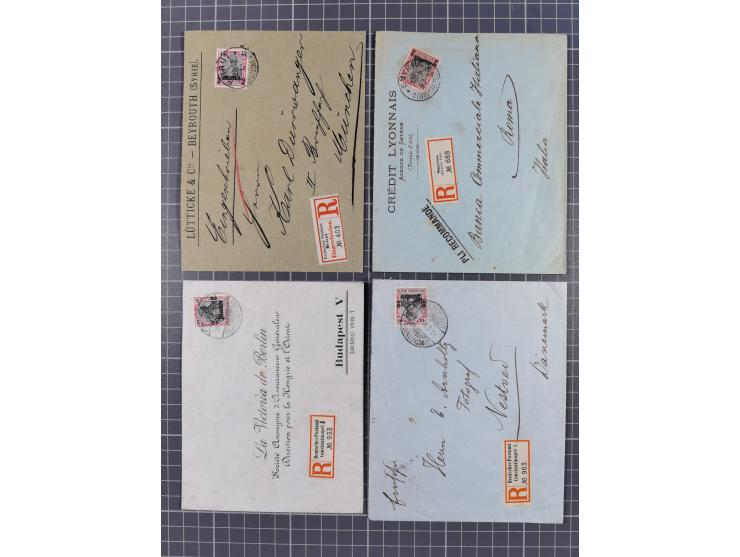 1880/1917, kleiner Sammlungsbestand mit 17 R-Briefen und einer Briefvorderseite mit Mi.-Nr. V42 im Paar und R-Zettel “CONSTAN