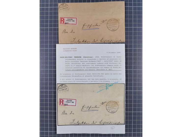 1880/1917, kleiner Sammlungsbestand mit 17 R-Briefen und einer Briefvorderseite mit Mi.-Nr. V42 im Paar und R-Zettel “CONSTAN