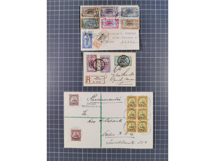 1904/19, 24 R-Briefe inkl. einiger Belege aus der Besatzungszeit mit alten deutschen R-Zetteln. Dabei bessere Stempel von “AK