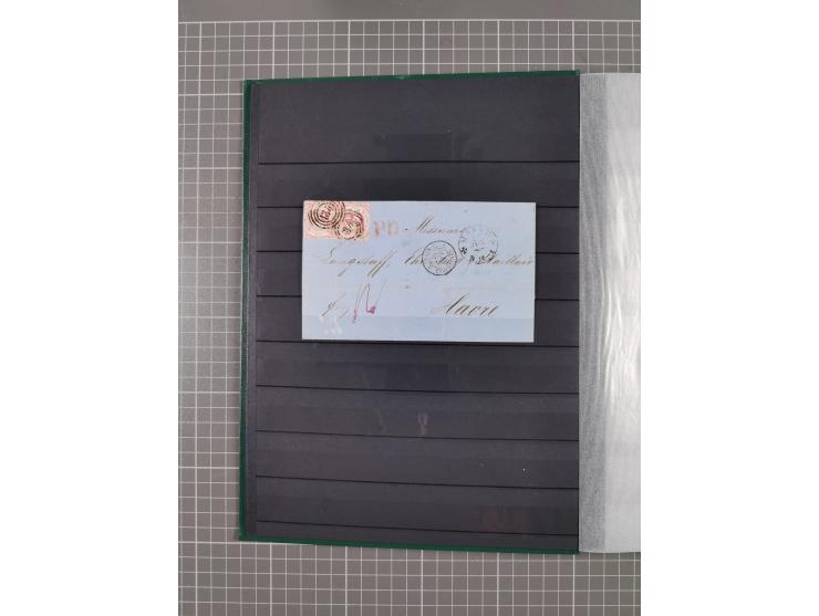 1857/67 (ca.), ein unfrankierter und 25 frankierte Briefe in das europäische Ausland, diverse Portostufen und Frankatur-Kombi