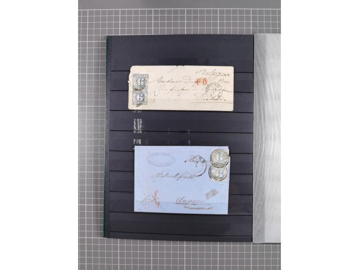 1857/67 (ca.), ein unfrankierter und 25 frankierte Briefe in das europäische Ausland, diverse Portostufen und Frankatur-Kombi