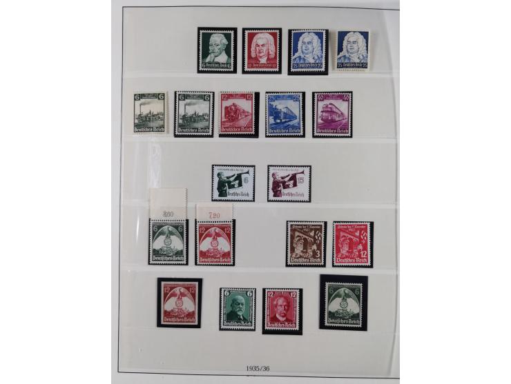 1933/45, meist postfrische Sammlung im Lindner-Falzlosalbum komplett mit vielen Besonderheiten. Mi. 482-495 postfrisch, Höchs