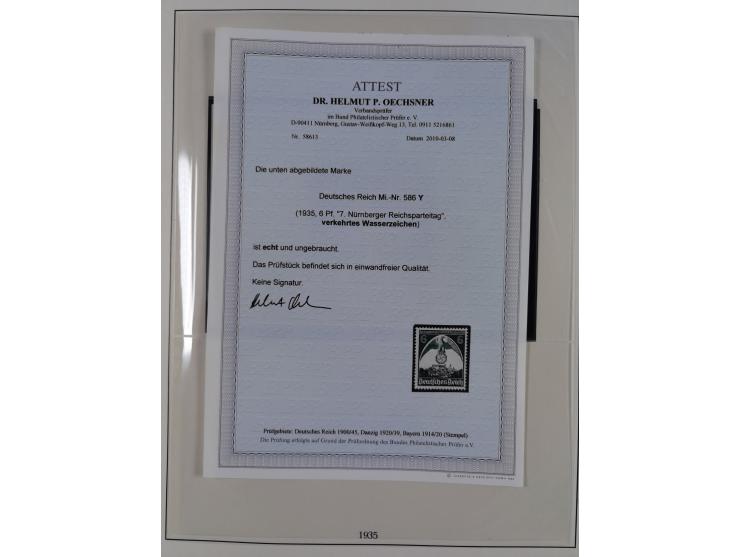 1933/45, meist postfrische Sammlung im Lindner-Falzlosalbum komplett mit vielen Besonderheiten. Mi. 482-495 postfrisch, Höchs