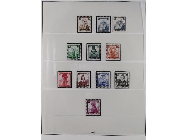 1933/45, meist postfrische Sammlung im Lindner-Falzlosalbum komplett mit vielen Besonderheiten. Mi. 482-495 postfrisch, Höchs