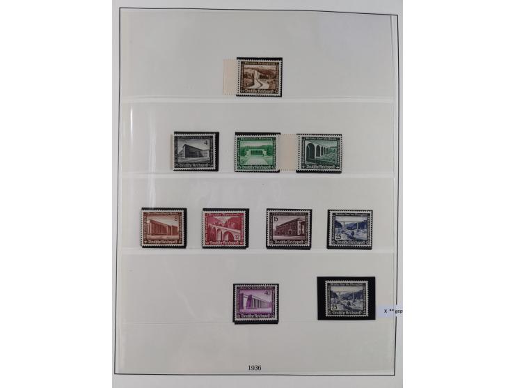 1933/45, meist postfrische Sammlung im Lindner-Falzlosalbum komplett mit vielen Besonderheiten. Mi. 482-495 postfrisch, Höchs