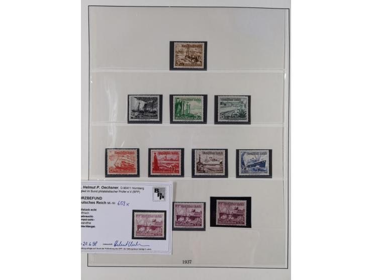 1933/45, meist postfrische Sammlung im Lindner-Falzlosalbum komplett mit vielen Besonderheiten. Mi. 482-495 postfrisch, Höchs