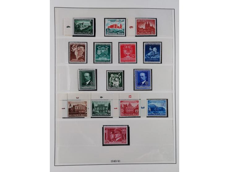 1933/45, meist postfrische Sammlung im Lindner-Falzlosalbum komplett mit vielen Besonderheiten. Mi. 482-495 postfrisch, Höchs
