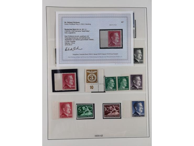 1933/45, meist postfrische Sammlung im Lindner-Falzlosalbum komplett mit vielen Besonderheiten. Mi. 482-495 postfrisch, Höchs