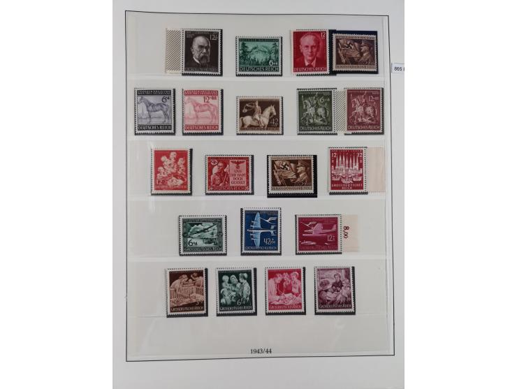 1933/45, meist postfrische Sammlung im Lindner-Falzlosalbum komplett mit vielen Besonderheiten. Mi. 482-495 postfrisch, Höchs