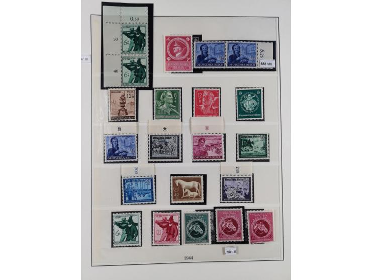 1933/45, meist postfrische Sammlung im Lindner-Falzlosalbum komplett mit vielen Besonderheiten. Mi. 482-495 postfrisch, Höchs