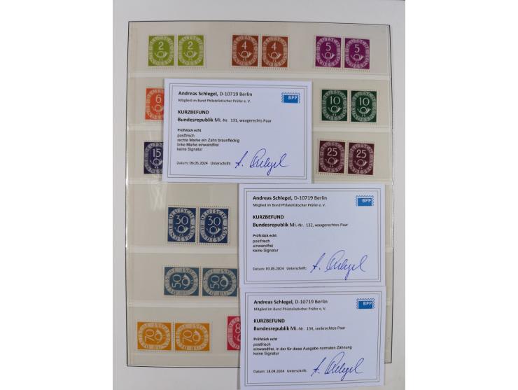 1951/94, postfrische Sammlung Dauerserien, dabei Posthorn in waagerechten oder senkrechten Paaren mit 3 Attesten und 6 Befund