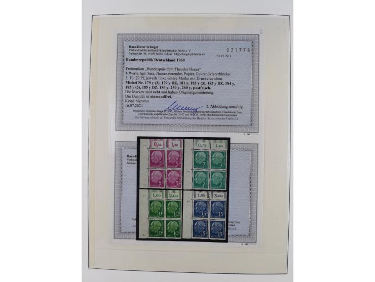 1951/94, postfrische Sammlung Dauerserien, dabei Posthorn in waagerechten oder senkrechten Paaren mit 3 Attesten und 6 Befund