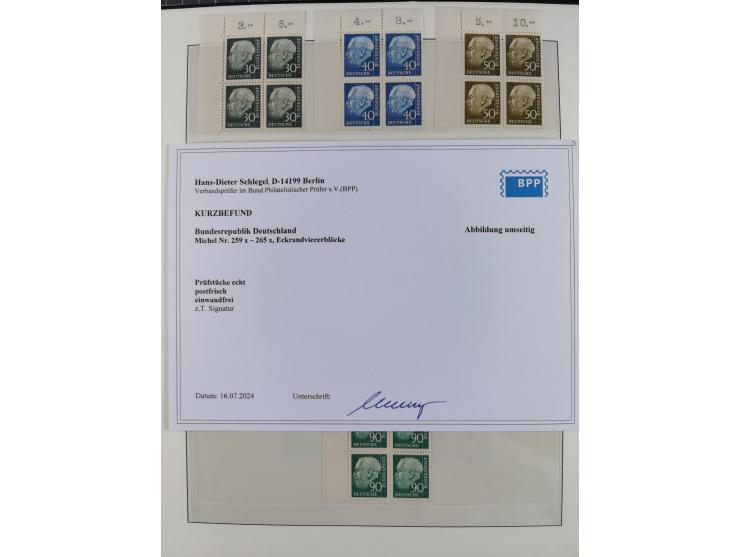 1951/94, postfrische Sammlung Dauerserien, dabei Posthorn in waagerechten oder senkrechten Paaren mit 3 Attesten und 6 Befund