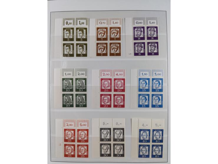 1951/94, postfrische Sammlung Dauerserien, dabei Posthorn in waagerechten oder senkrechten Paaren mit 3 Attesten und 6 Befund