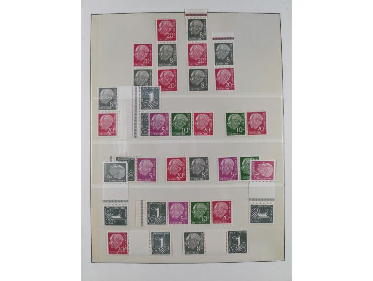 1951/54, gestempelte und meist postfrische Sammlung Zusammendrucke Posthorn und Heuss mit vielen geprüften Stücken wie H-Bl. 