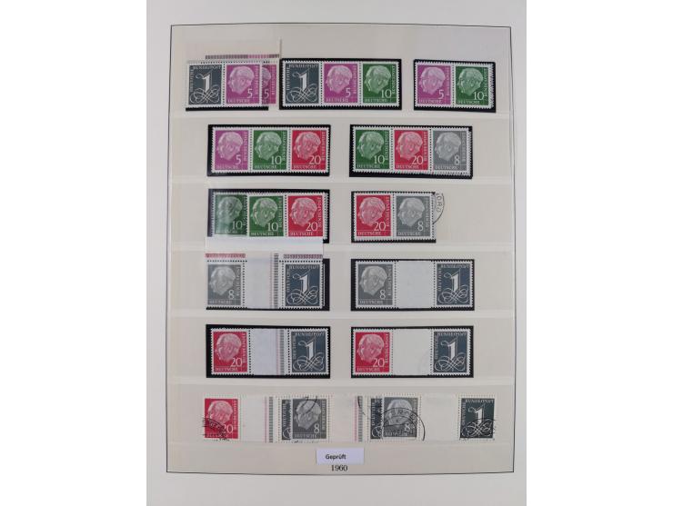 1951/54, gestempelte und meist postfrische Sammlung Zusammendrucke Posthorn und Heuss mit vielen geprüften Stücken wie H-Bl. 