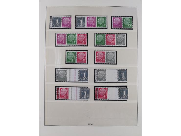 1951/54, gestempelte und meist postfrische Sammlung Zusammendrucke Posthorn und Heuss mit vielen geprüften Stücken wie H-Bl. 