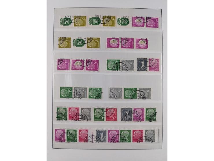 1951/54, gestempelte und meist postfrische Sammlung Zusammendrucke Posthorn und Heuss mit vielen geprüften Stücken wie H-Bl. 