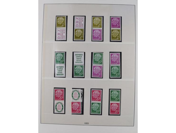 1951/54, gestempelte und meist postfrische Sammlung Zusammendrucke Posthorn und Heuss mit vielen geprüften Stücken wie H-Bl. 