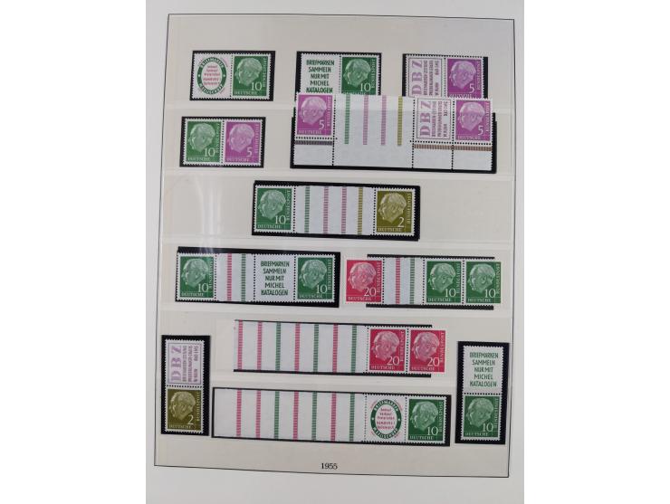 1951/54, gestempelte und meist postfrische Sammlung Zusammendrucke Posthorn und Heuss mit vielen geprüften Stücken wie H-Bl. 