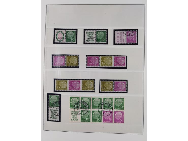 1951/54, gestempelte und meist postfrische Sammlung Zusammendrucke Posthorn und Heuss mit vielen geprüften Stücken wie H-Bl. 